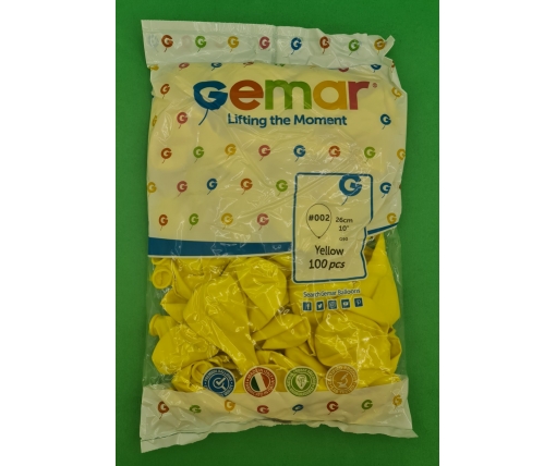 Воздушные шарики 10" (25 см) пастель желтый  Gemar 100 шт (1 пачка)