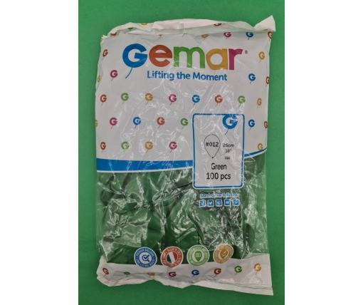 Воздушные шарики 10" (25 см) пастель зеленый  Gemar 100 шт (1 пачка)