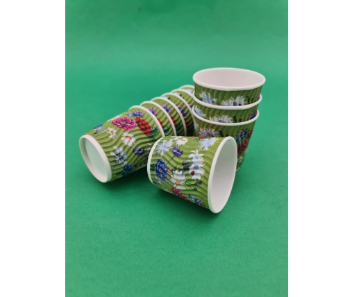 Бумажные одноразовые стаканы гофрированные 110мл " Цветы " Маэстро (20 шт)