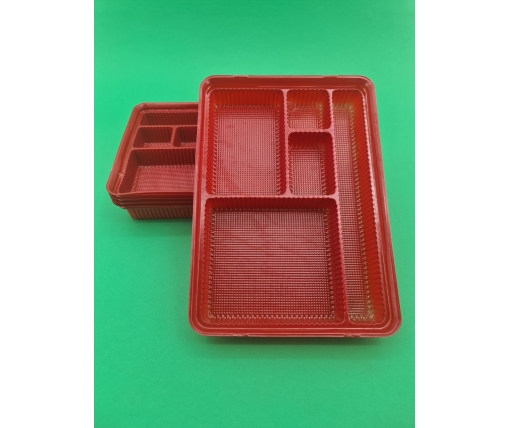 Упаковка для суши ПС-610 Красная  с делениями (50 шт)