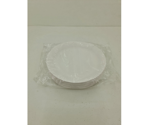 Тарелка бумажная ламинированая 18см  Белая  50шт (1 пачка)