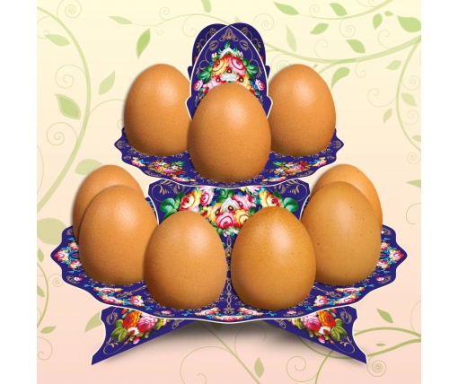 Декоративная подставка для яиц №12 "Жостово" (12 яиц) низкая (1 шт)