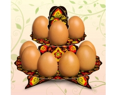 Декоративная подставка для яиц №12 "Хохлома" (12 яиц) низкая (1 шт)