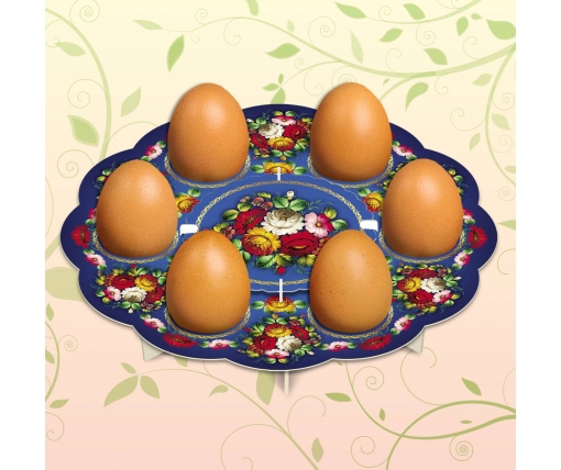 Декоративная подставка для яиц №6 "Жостово" (6 яиц) тарелка (1 шт)