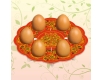 Декоративная подставка для яиц №6 "Хохлома" (6 яиц) тарелка (1 шт)