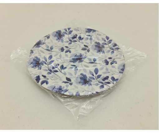 Бумажная тарелка с рисунком  18см"№ 29"Голубые цветы" 10шт (1 пачка)