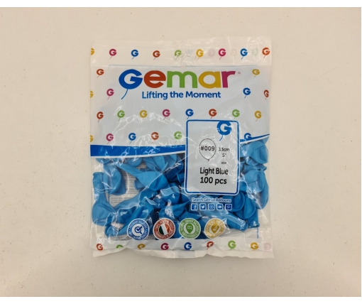 Воздушные шарики пастель светло голубой 5" (13 см) 100 шт Gemar (1 пачка)
