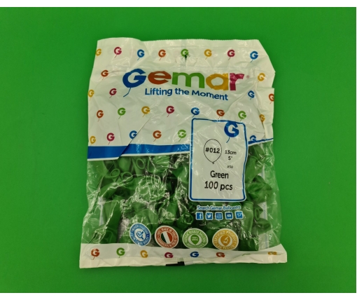 Воздушные шарики пастель зеленый 5" (13 см) 100 шт Gemar (1 пачка)