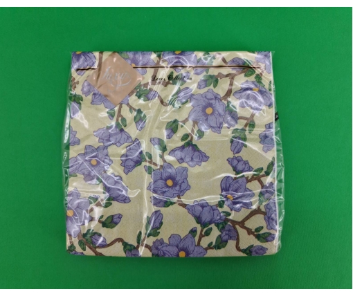 Бумажная салфетка цветочной тематики (ЗЗхЗЗ, 20шт) Luxy  Голубая магнолия (1406) (1 пачка)