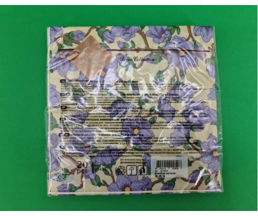 Бумажная салфетка цветочной тематики (ЗЗхЗЗ, 20шт) Luxy  Голубая магнолия (1406) (1 пачка)
