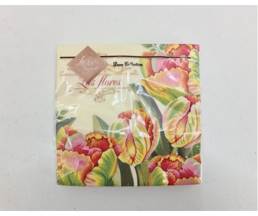 Бумажная салфетка цветочной тематики (ЗЗхЗЗ, 20шт) Luxy  Красочный цвет тюльпанов (2085) (1 пачка)