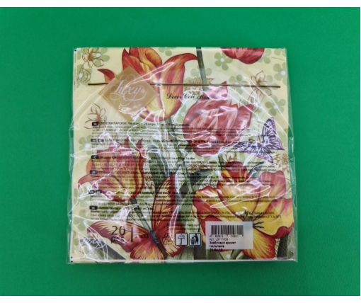 Бумажная салфетка цветочной тематики (ЗЗхЗЗ, 20шт) Luxy  Обольстительный аромат тюльпанов (2055) (1 пачка)