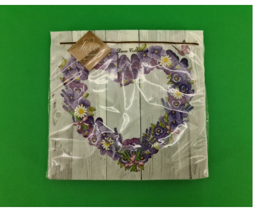 Бумажная салфетка на свадьбу (ЗЗхЗЗ, 20шт) Luxy  Цветочное сердце (2091) (1 пачка)
