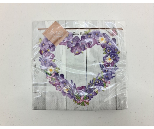 Дизайнерская салфетка (ЗЗхЗЗ, 20шт) Luxy  Цветочное сердце (2091) (1 пачка)