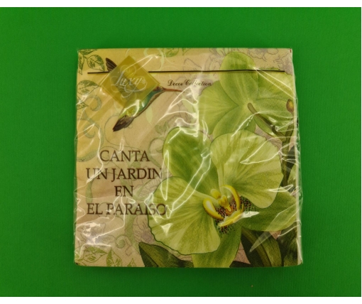 Дизайнерская салфетка (ЗЗхЗЗ, 20шт) Luxy  Колибри в саду орхидей (2084) (1 пачка)