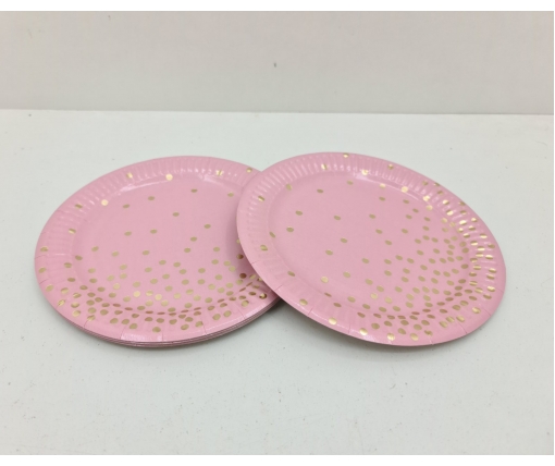 Тарелки бумажные одноразовые  "Конфетти на розовом" 18см , 10шт №43 (1 пачка)