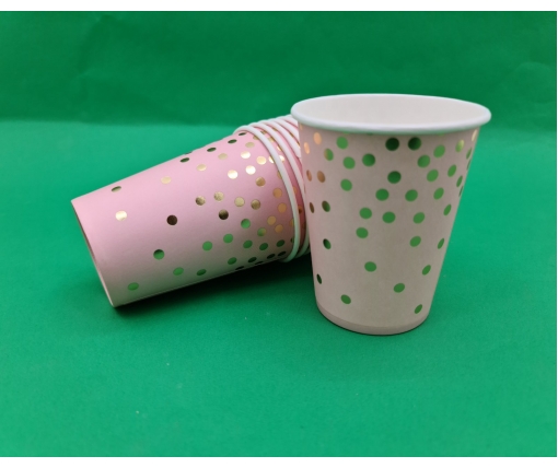 Стаканчики бумажные одноразовые 250гр "Конфетти на розовом" 10шт (1 пачка)