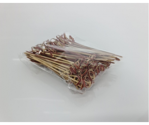Шпажки бамбуковые с узелком красная 12см,100 шт (1 пачка)