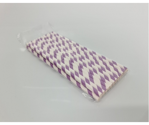 Соломка трубочка бумажная 25шт витая фиолетовая (1 пачка)