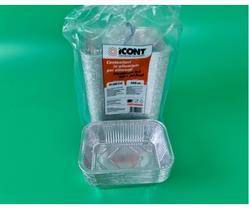 Контейнер из пищевой алюминиевой фольги прямоугольный 520мл R26G 100шт в упаковки (1 пачка)