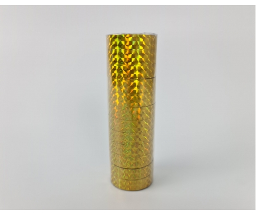 Скотч декоративный лазерный золото 12мм Х 20м (1 пачка)