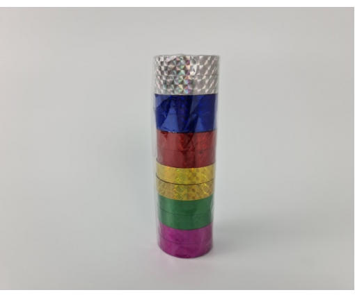 Скотч декоративный лазерный 6 цветов 12мм Х 20м (1 пачка)