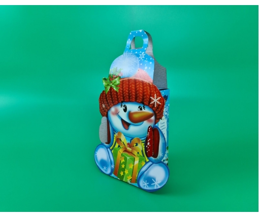 Новогодняя коробка для конфет №257 (400гр) Снеговик в рукавичках (25 шт)