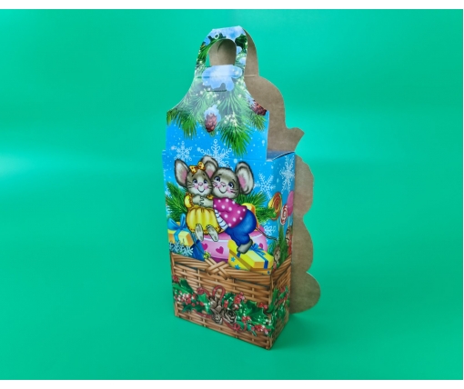Новогодняя коробка для конфет №259 (400гр) Медвежонок в рукавичках (25 шт)
