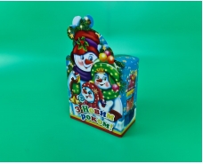 Бумажная коробка для новогодних подарков  (600грм) Семья снеговиков  №210с (1 шт)