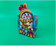 Новогодняя коробка для конфет №214 (700гр) Снеговик в шапке (25 шт)