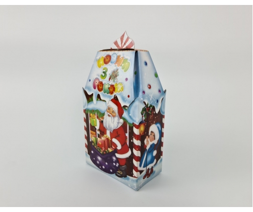 Новогодняя коробка для конфет №220 (700гр) Домик Санты (25 шт)