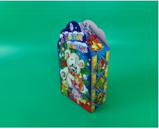 Бумажная коробка для новогодних подарков   (600грм) Миша и маша №223с (1 шт)
