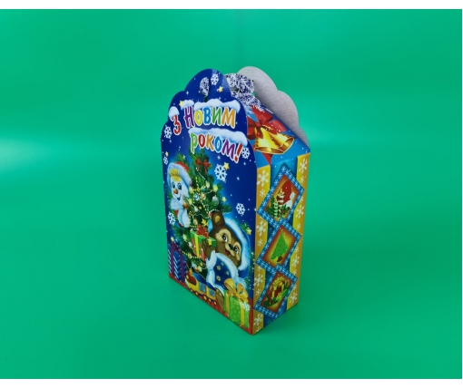 Новогодняя коробка для конфет №223 (700гр) Миша и маша (25 шт)