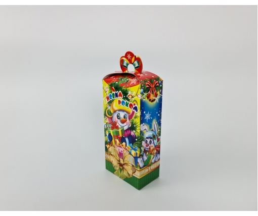 Новогодняя коробка для конфет №247 (600гр) Снеговик с подарками (25 шт)