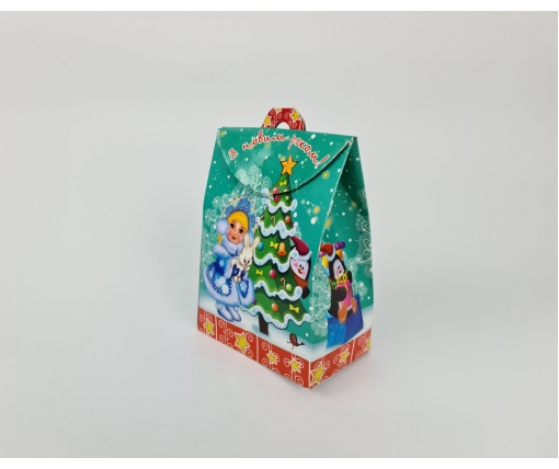 Новогодняя коробка для конфет №264 (400гр) Снегурочка с зайчиком (25 шт)