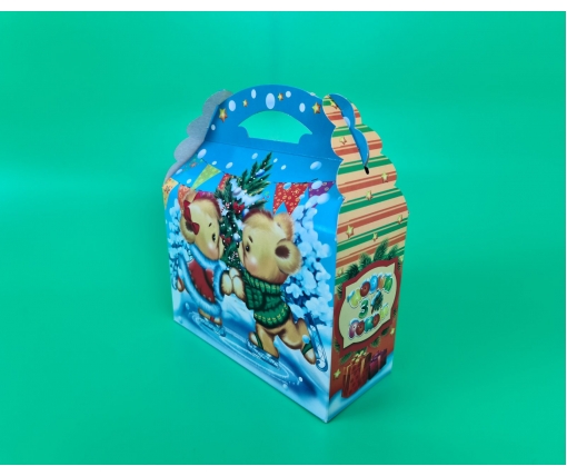 Новогодние коробки для конфет № 199 (1000-1200гр) Медвежата на катке (25 шт)