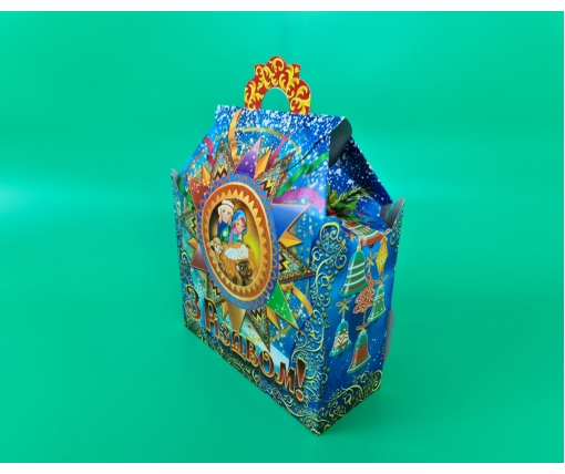 Новогодняя коробка для конфет №209 (700гр) З різдвом (25 шт)