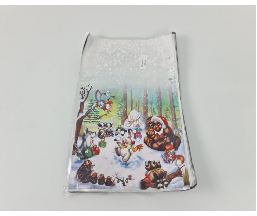 Упаковка новогодняя для конфет и подарков (25*40) №25 Новый год в лесу (100 шт)