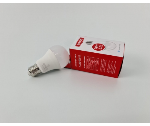 Лампа Светодиодная LED A60 10W 4100К Е27 "MAXUS" (1 шт)