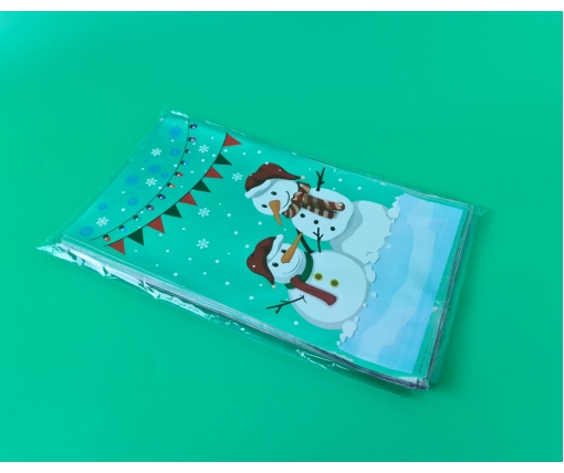 Подарочная упаковка с новогодним рисунком (20*35) №42 Два снеговика (100 шт)