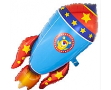 Фольгированный шар Ракета синяя 88 см (Китай) в упаковке (1 пачка)