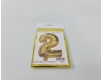 Шар фольгированный золотой цифра "2" , 100 см в упаковке (1 пачка)