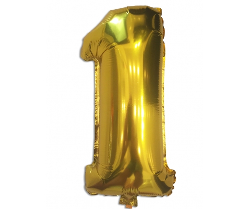Шар фольгированный золотой цифра "1" , 100 см в упаковке (1 пачка)