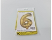 Шар фольгированный золотой цифра "6", 100 см в упаковке (1 пачка)