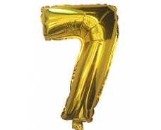 Шар фольгированный золотой цифра "7" , 100 см в упаковке (1 пачка)