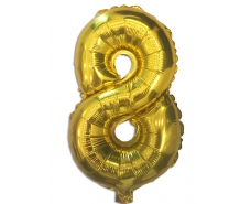 Шар фольгированный золотой цифра "8" , 100 см в упаковке (1 пачка)