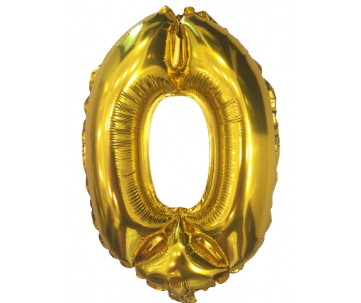 Шар фольгированный золотой цифра "0" , 100 см в упаковке (1 пачка)