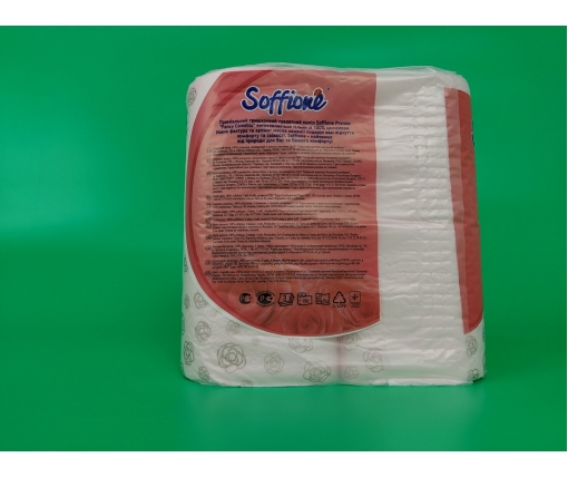 Туалетная бумага(3слоя)  белая с ароматом (а4)  SOFFIONE AROMA РОЗОВЫЙ (1 пачка)