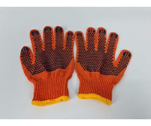 Хозяйственные перчатки плотные 10кл/3н оранжевая с пвх покрытием Польша (10 пар)