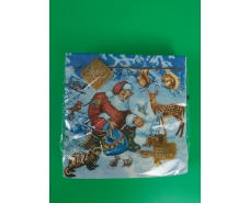 Салфетки бумажнае новогодние(ЗЗхЗЗ, 18шт)"Подарки для зверей" Luxy (1 пачка)